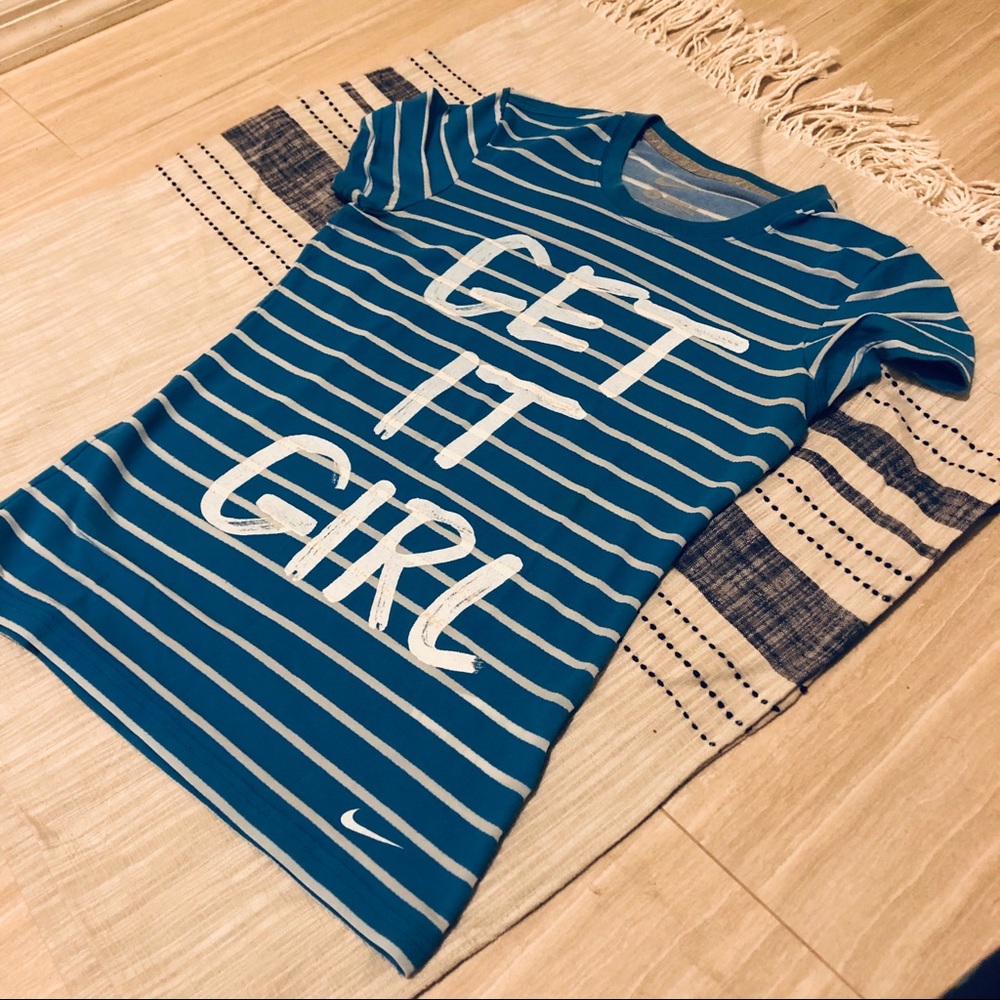 Get it Girl-  athletic striped Nike T-shirt